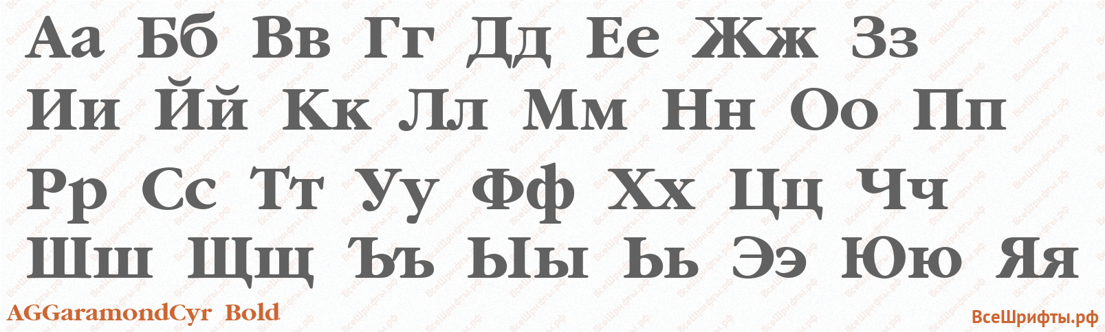 Шрифт AGGaramondCyr Bold с русскими буквами