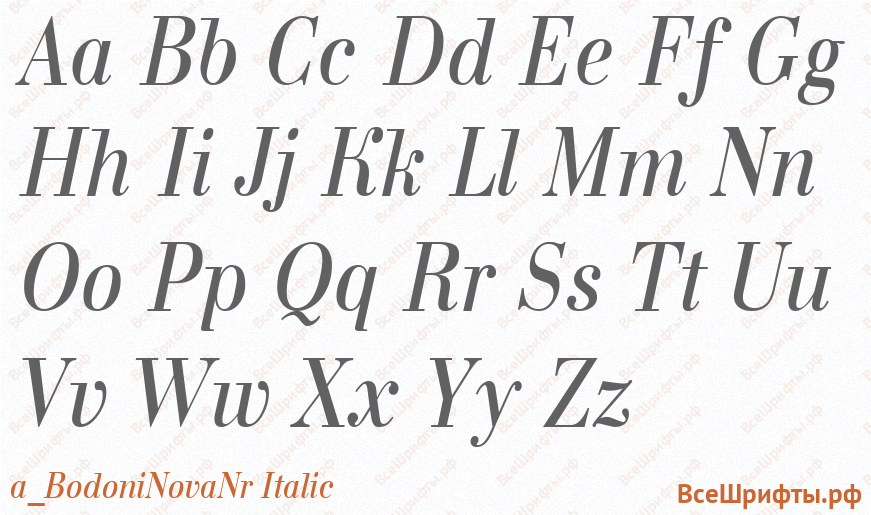 Шрифт a_BodoniNovaNr Italic с латинскими буквами