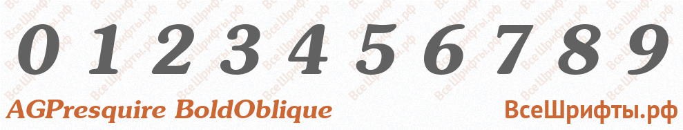 Шрифт AGPresquire BoldOblique с цифрами
