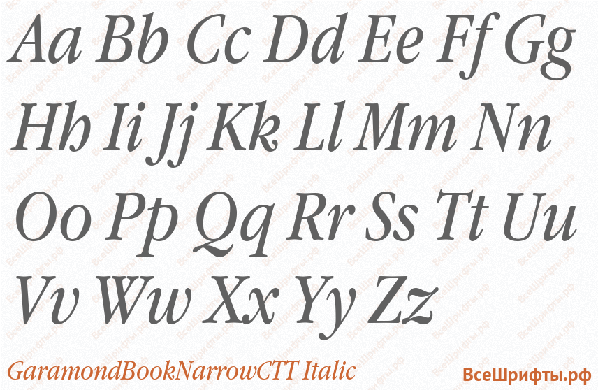 Шрифт GaramondBookNarrowCTT Italic с латинскими буквами