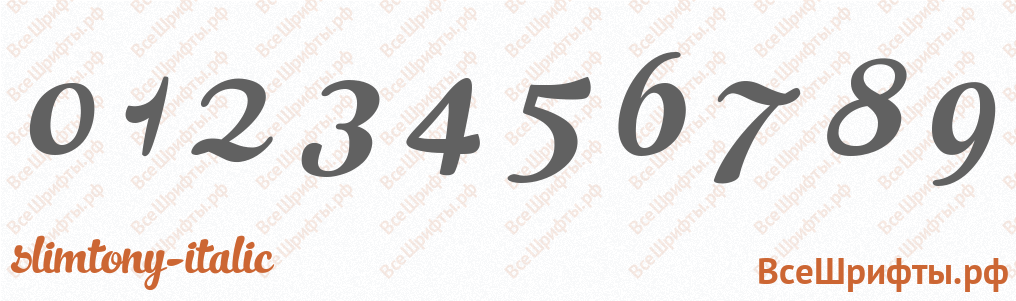 Шрифт SlimTony-Italic с цифрами