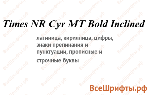 Шрифт Times NR Cyr MT Bold Inclined