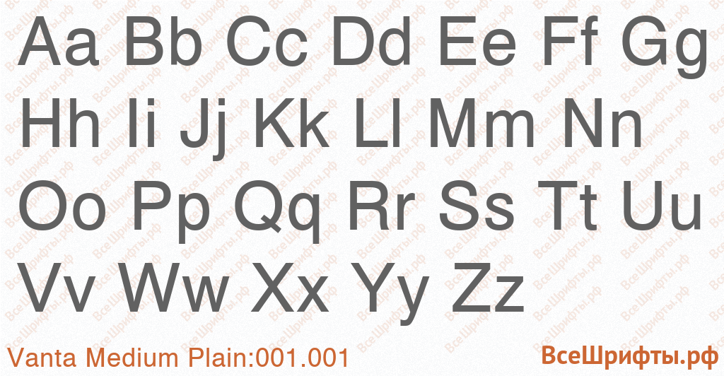 Шрифт Vanta Medium Plain:001.001 с латинскими буквами