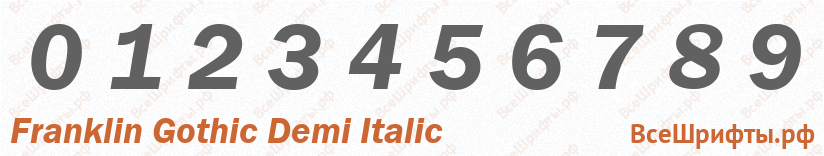 Шрифт Franklin Gothic Demi Italic с цифрами