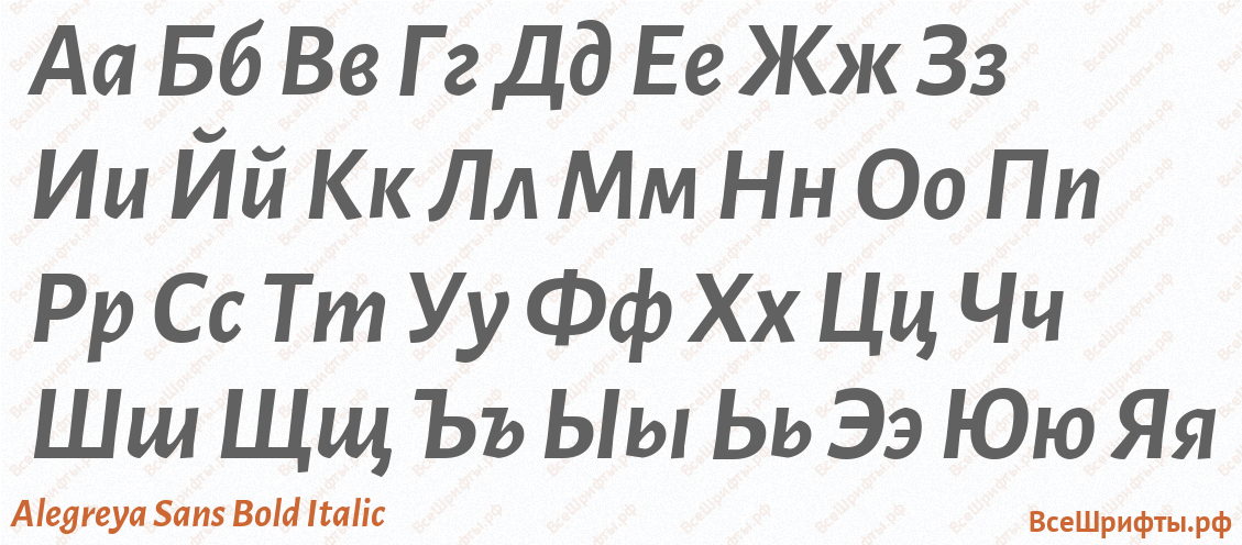 Шрифт Alegreya Sans Bold Italic с русскими буквами