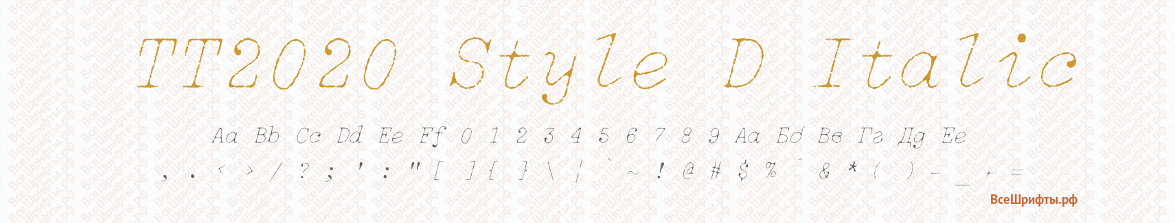 Шрифт TT2020 Style D Italic