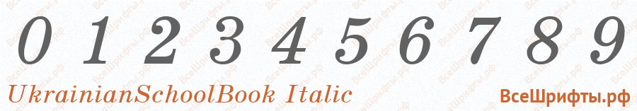 Шрифт UkrainianSchoolBook Italic с цифрами