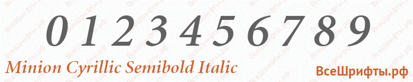 Шрифт Minion Cyrillic SemiBold Italic с цифрами