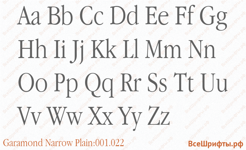Шрифт Garamond Narrow Plain:001.022 с латинскими буквами