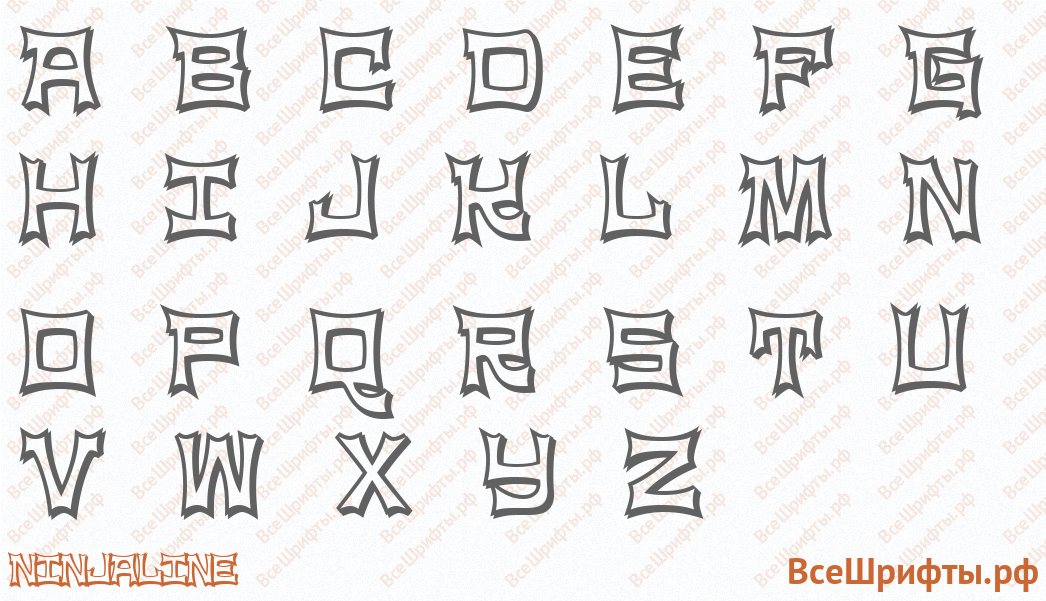 Шрифт NinjaLine с латинскими буквами