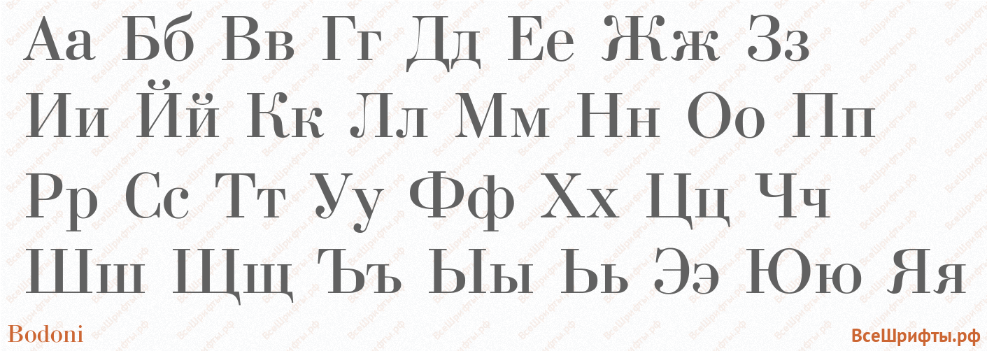 Шрифт Bodoni с русскими буквами