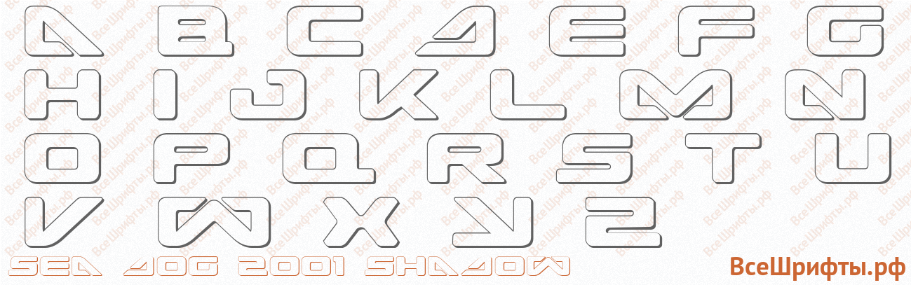 Шрифт Sea Dog 2001 Shadow с латинскими буквами