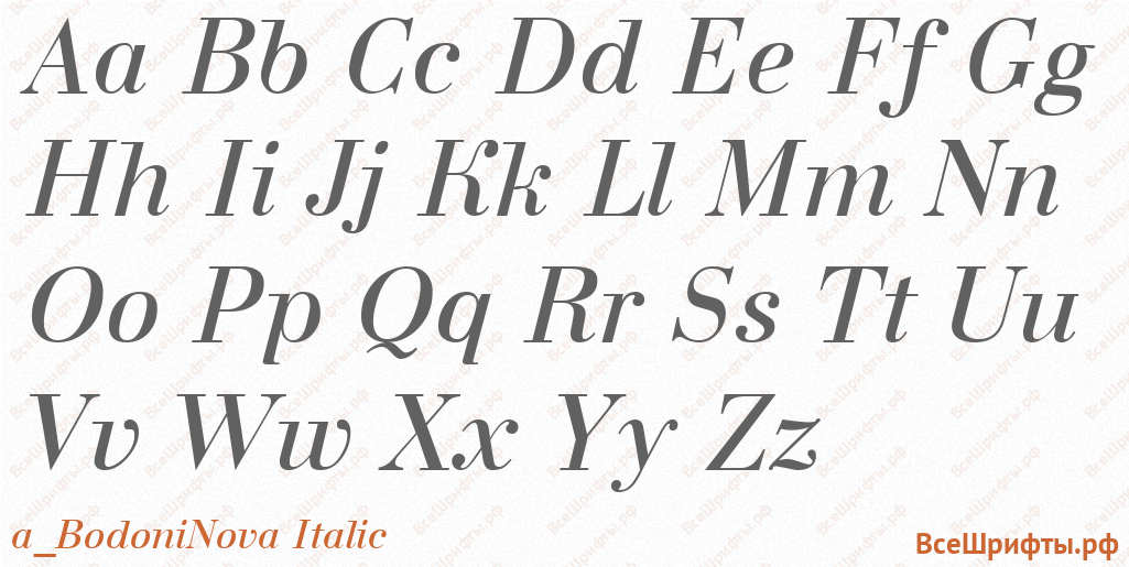 Шрифт a_BodoniNova Italic с латинскими буквами
