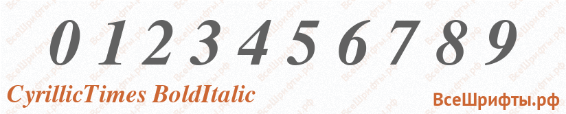 Шрифт CyrillicTimes BoldItalic с цифрами
