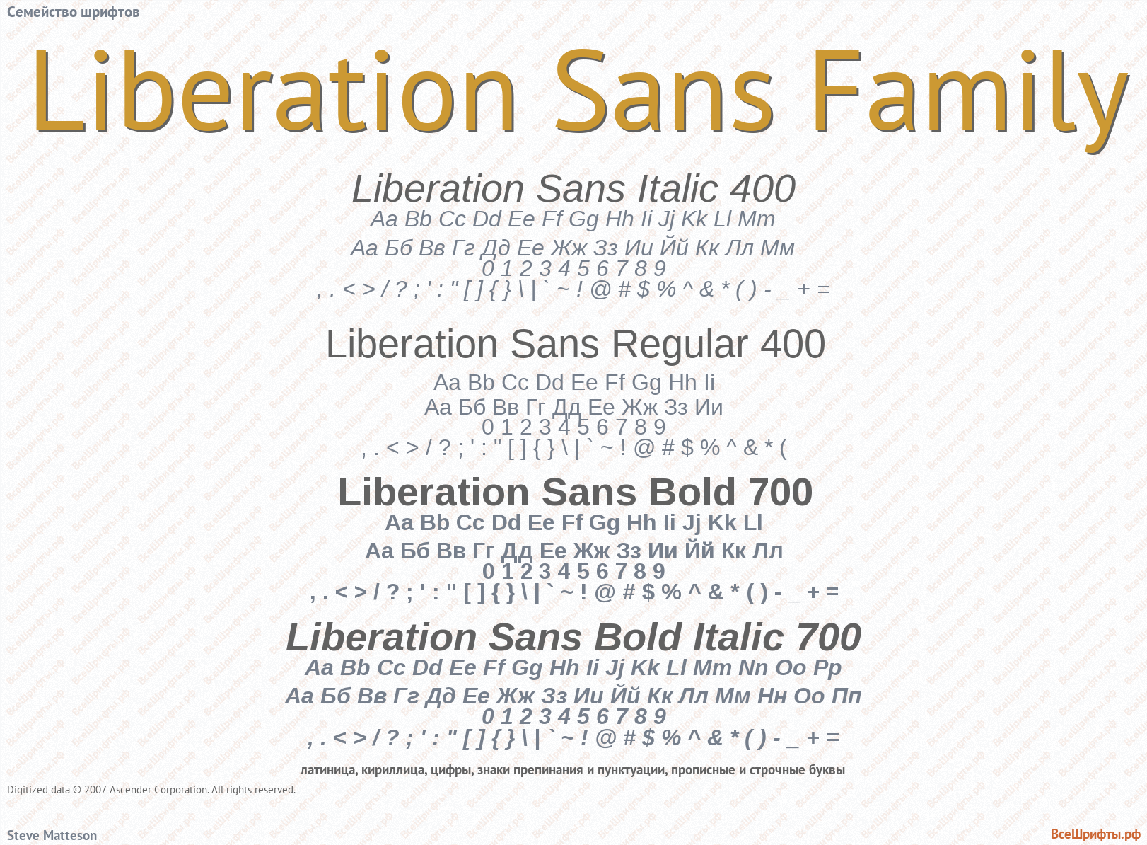 Семейство шрифтов Liberation Sans Family