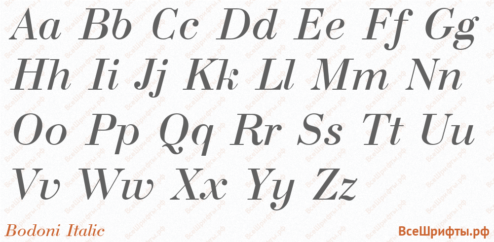 Шрифт Bodoni Italic с латинскими буквами