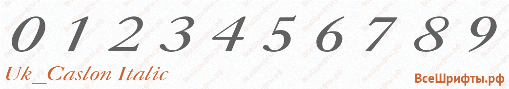 Шрифт Uk_Caslon Italic с цифрами
