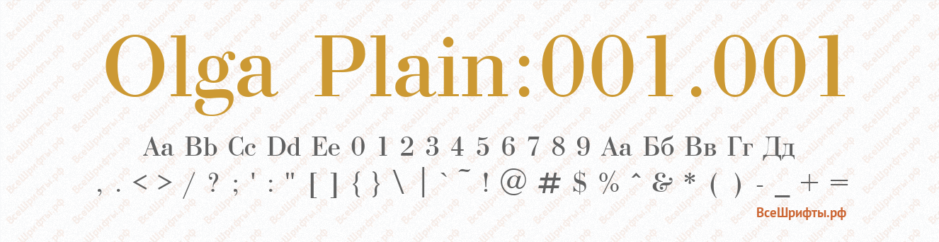 Шрифт Olga Plain:001.001