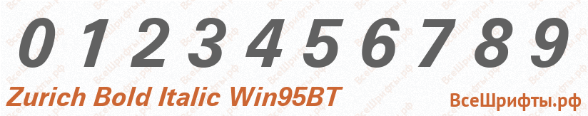 Шрифт Zurich Bold Italic Win95BT с цифрами