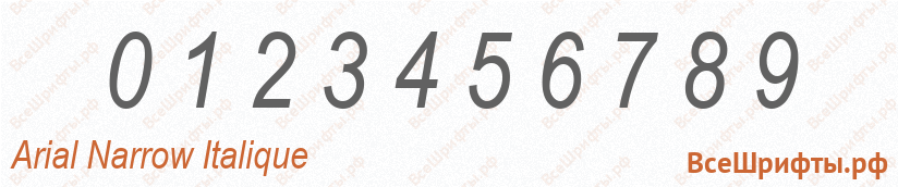 Шрифт Arial Narrow Italique с цифрами