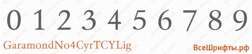 Шрифт GaramondNo4CyrTCYLig с цифрами