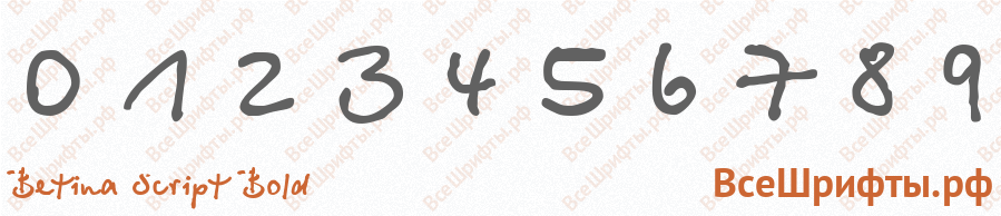 Шрифт Betina Script Bold с цифрами