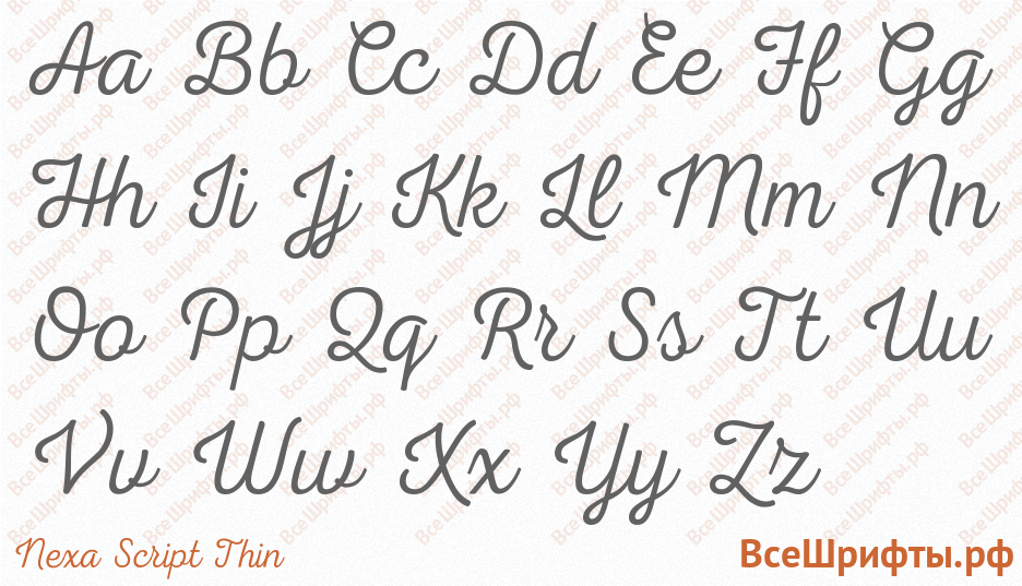 Шрифт Nexa Script Thin с латинскими буквами