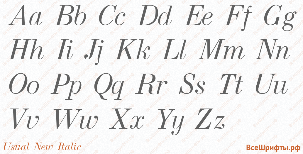Шрифт Usual New Italic с латинскими буквами