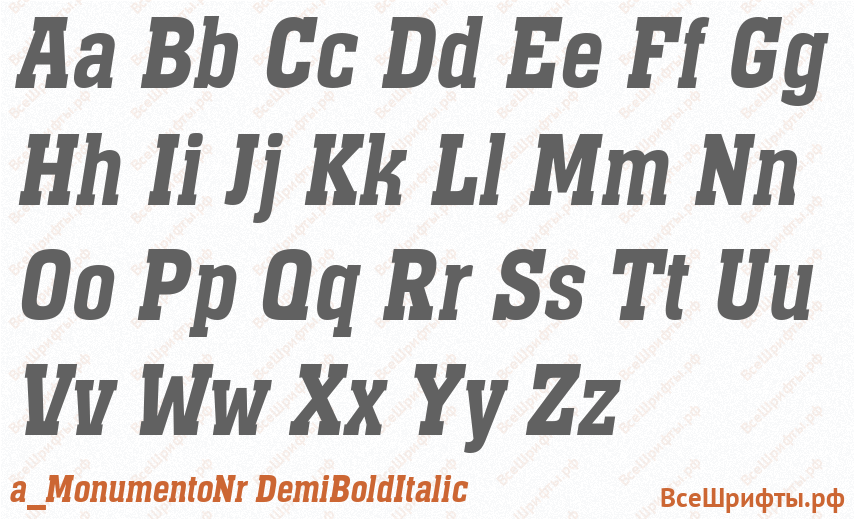 Шрифт a_MonumentoNr DemiBoldItalic с латинскими буквами