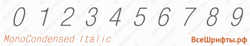 Шрифт MonoCondensed Italic с цифрами