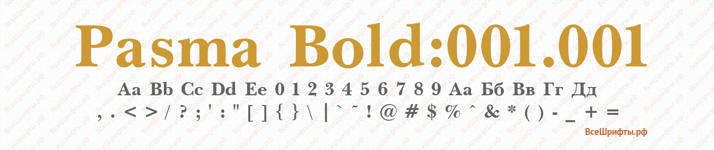 Шрифт Pasma Bold:001.001
