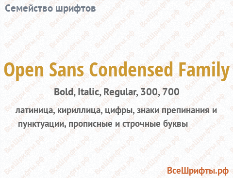Семейство шрифтов Open Sans Condensed Family